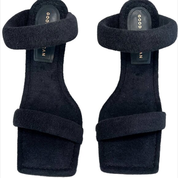 Good American Black Terry High Heels Sandals size 7 1/2 - Picture 5 of 10